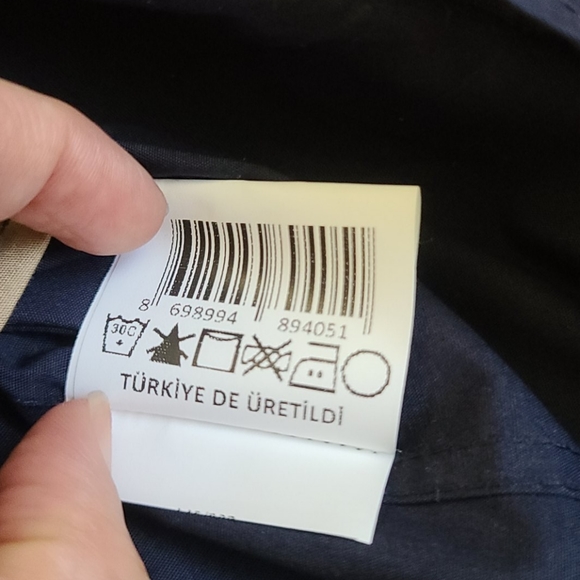 Men Navy Blue Button Down Long sleeves 100% Cotton Dress Shirt  Size S - Picture 7 of 7